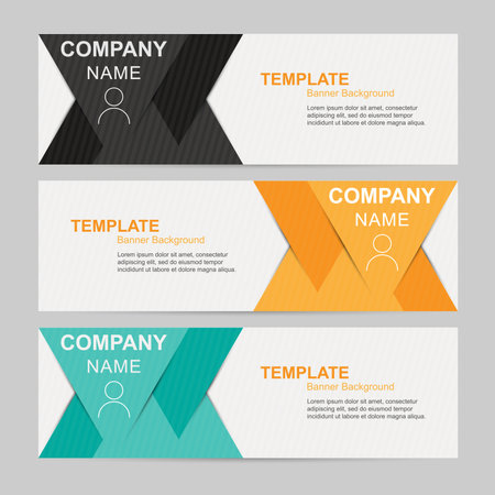 Collection of black,blue,orange color business banner template, banner flat design vector illustration.のイラスト素材