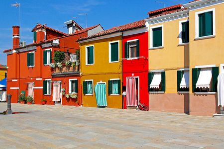 Old retro Mediterranean street with colorful houses Old retro Mediterranean street with colorful houses