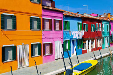 Colorful buildings in Burano island street canal Colorful buildings in Burano island street canal