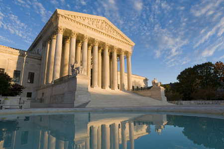 The front of the US Supreme Court in Washington, DC, at dusk. The front of the US Supreme Court in Washington, DC, at dusk.