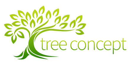 Tree icon concept of a stylised tree with leaves, lends itself to being used with text Tree icon concept of a stylised tree with leaves, lends itself to being used with text