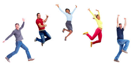 Group of happy jumping people. Group of happy jumping people.