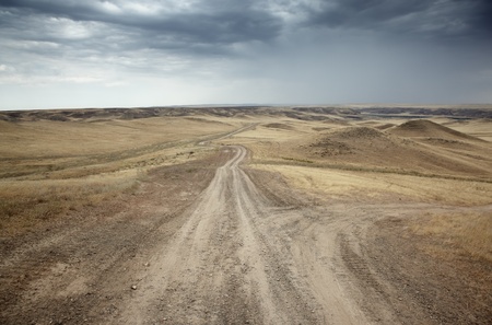 Country roads in the desert steppe Country roads in the desert steppe