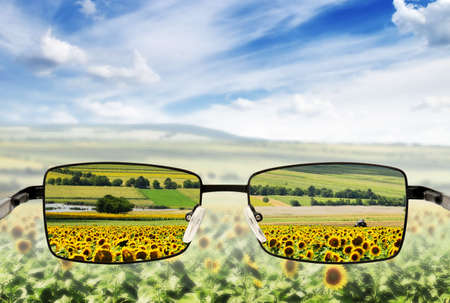 Sunglasses. Concept - sunglasses for poor vision. Sunglasses. Concept - sunglasses for poor vision.