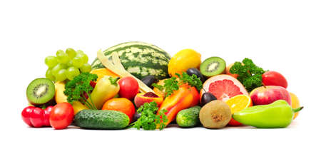 Collection fruit and vegetables on white Collection fruit and vegetables on white