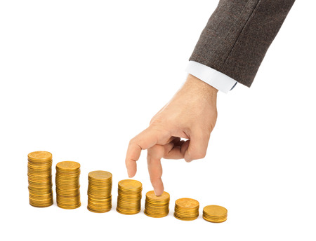 Hand and money staircase isolated on white background Hand and money staircase isolated on white background
