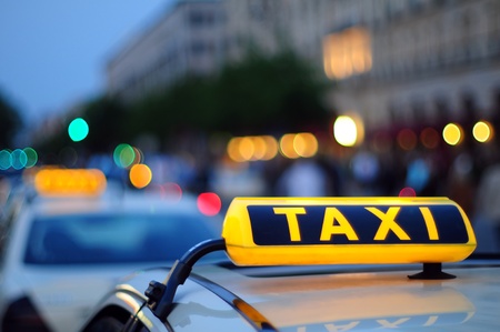 Yellow taxi signの写真素材