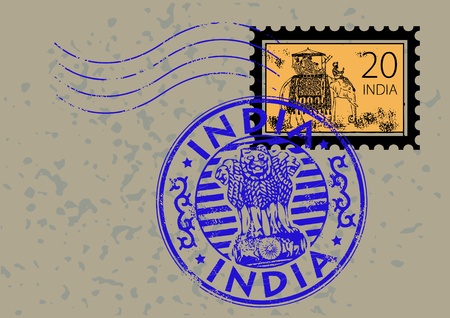 Stamp with the name of India written inside the stampのイラスト素材