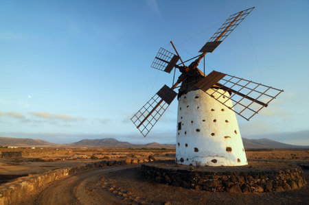 Old windmill on Fuerteventura, Canary Islands, Spainの写真素材