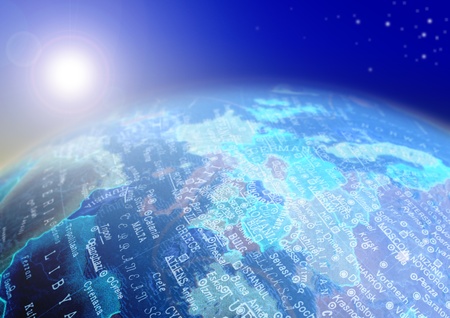 Globe map, central and south Europeの写真素材