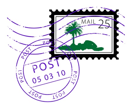 Postage stamp with palmのイラスト素材
