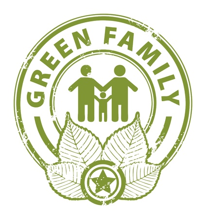 Grunge rubber stamp with the word Green Family insideのイラスト素材