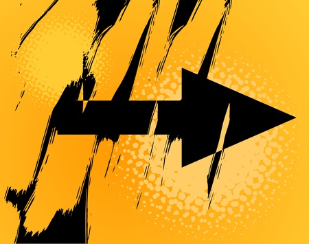 Arrow on yellow grunge backgroundのイラスト素材