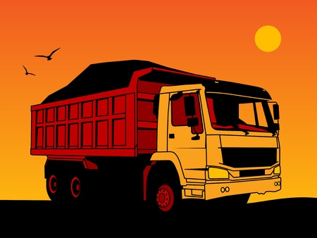 Dump truck hand draw color illustrationのイラスト素材