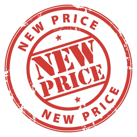 Abstract grunge rubber stamp with the word New Price written inside the stampのイラスト素材