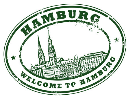 Grunge rubber stamp with the word Hamburg insideのイラスト素材