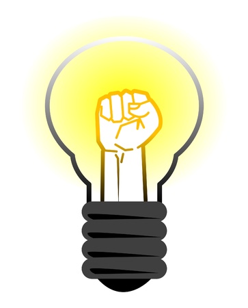 Fist in light bulbのイラスト素材
