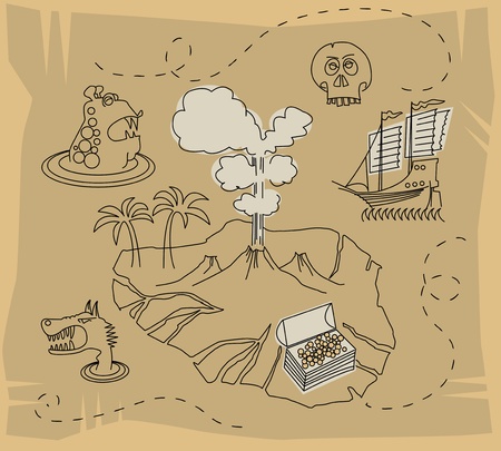 Treasure map setのイラスト素材