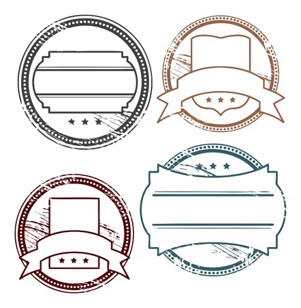 Abstract empty grunge rubber stamp set with space for textのイラスト素材