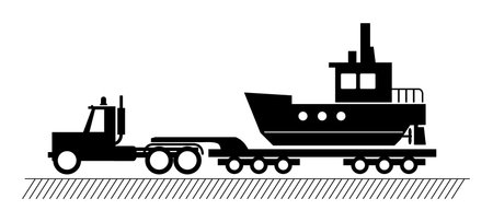 Truck delivers the boatのイラスト素材