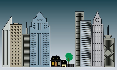 Set of buildings silhouetteのイラスト素材