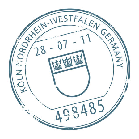Grunge rubber stamp with the name of Koln, Germany written inside the stampのイラスト素材