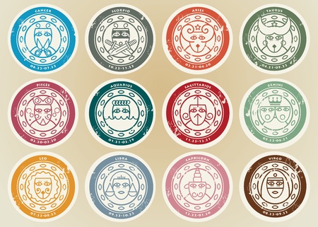Horoscope Zodiac stickers setのイラスト素材