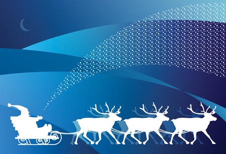 Christmas card - sledge with Santa Clausのイラスト素材