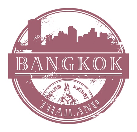Grunge rubber stamp with the name of Bangkok, Thailand written inside the stampのイラスト素材