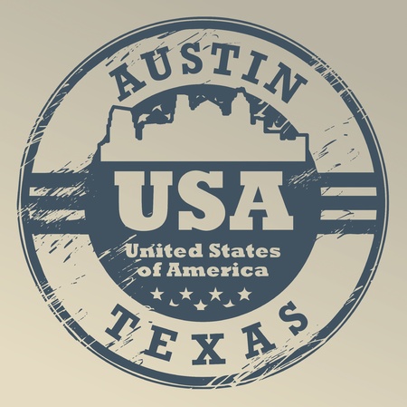 Grunge rubber stamp with name of Texas, Austinのイラスト素材
