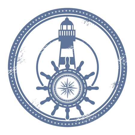 Grunge stamp with lighthouse and space for textのイラスト素材