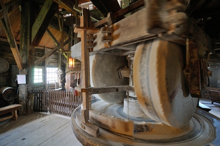ZAANDAM, ZAANSE SCHANS - MARCH 06: interior of Jonge Schaap windmill, one of most popular dutch windmill on March 06, 2011 in the Zaandam, Zaanse Schans, Hollandのeditorial素材