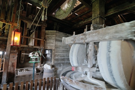 ZAANDAM, ZAANSE SCHANS - MARCH 06: interior of Jonge Schaap windmill, one of most popular dutch windmill on March 06, 2011 in the Zaandam, Zaanse Schans, Hollandのeditorial素材