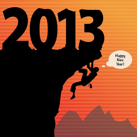 new year rock climbingのイラスト素材
