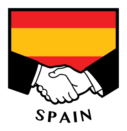 Spain flag and business handshakeのイラスト素材
