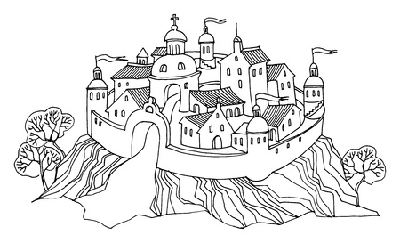 Cartoon hand drawing castleのイラスト素材
