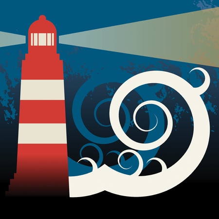 Lighthouse in seaのイラスト素材