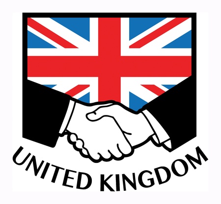 United Kingdom flag and business handshakeのイラスト素材