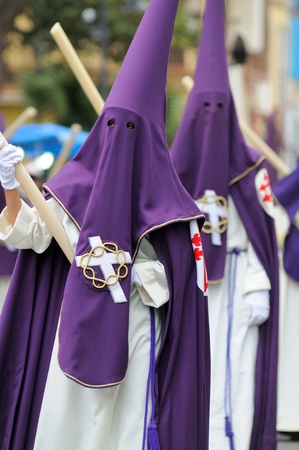 LA LAGUNA, TENERIFE, SPAIN - APR 02:Unidentified people in Biblical enactment of the passion during in the Good Friday procession on April 02, 2010 in the village of La Laguna in Tenerife, Spainのeditorial素材