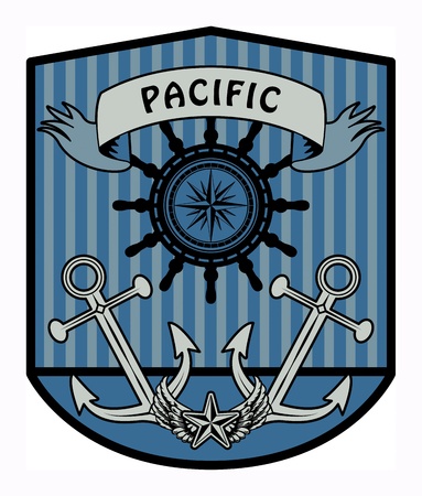 Nautical label with the word Pacific written insideのイラスト素材