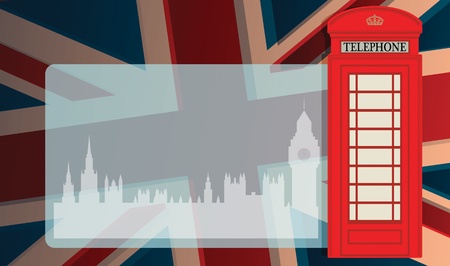 Phone booth and parliament on UK flagのイラスト素材