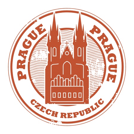 Grunge rubber stamp with the name of Prague, Czech Republic written inside the stampのイラスト素材