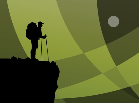 Hiker in mountainsのイラスト素材