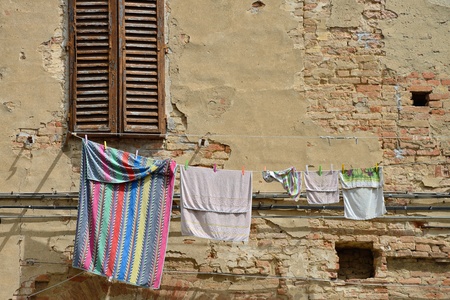 Laundry in the old city, Italyの写真素材