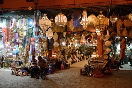 MARRAKESH - JULY 09: Unknown people in a market (souk), July 09, 2013 in a Marrakesh, Morocco. The traditional Berber market is one of the most important attractions of the city Marrakesh, Morocco のeditorial素材