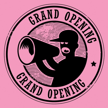 Grunge stamp with the text Grand Opening written inside the stampのイラスト素材