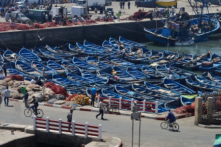 ESSAOUIRA - JULY 15  The harbor of Essaouira, Morocco, July 15, 2013  Essaouira is one of the most popular tourist place on Atlantic coast in Morocco  のeditorial素材