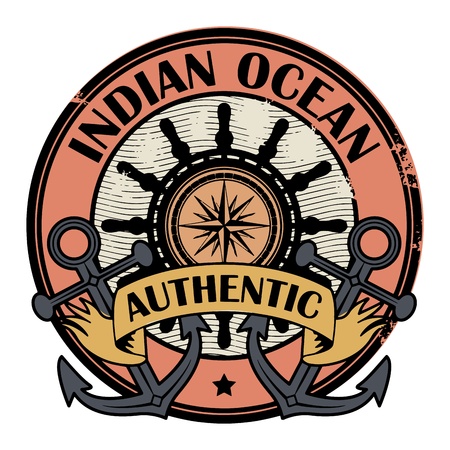 Grunge rubber color stamp with the words Indian Ocean written inside the stamp のイラスト素材