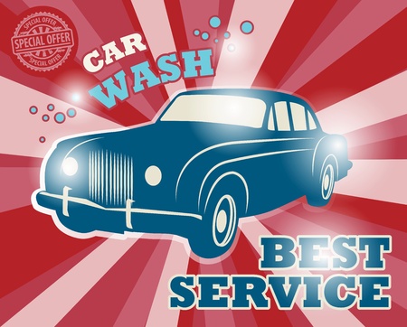 Retro car wash signのイラスト素材
