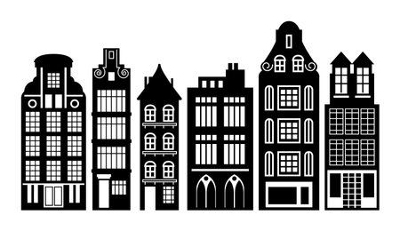 Old Holland houses setのイラスト素材